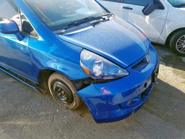 JHMGD38627S036315 - 2007 HONDA FIT S BLUE photo 9