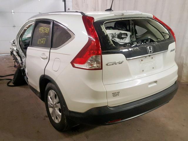 5J6RM4H74EL094145 - 2014 HONDA CR-V EXL WHITE photo 3