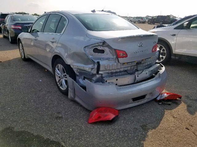 JN1CV6AR2DM354733 - 2013 INFINITI G37 SILVER photo 3