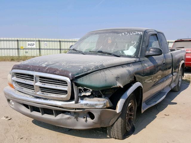 1B7GL22XXXS205965 - 1999 DODGE DAKOTA GREEN photo 2