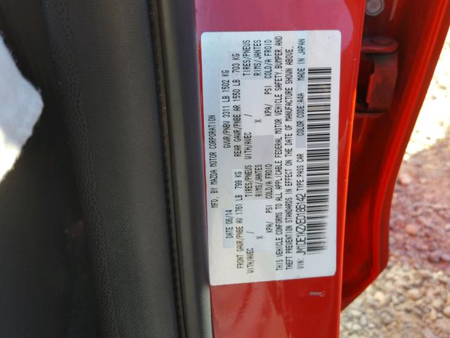 JM1DE1KZXE0186142 - 2014 MAZDA MAZDA2 SPO 红色 照片 10