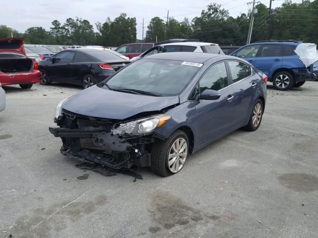 KNAFX4A82E5100741 - 2014 KIA FORTE EX BLUE photo 2