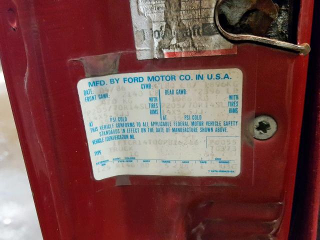 1FTCR14T0GPB16216 - 1986 FORD RANGER SUP ORANGE photo 10