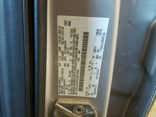 1FMCU9J97FUB13590 - 2015 FORD ESCAPE TIT SILVER photo 10