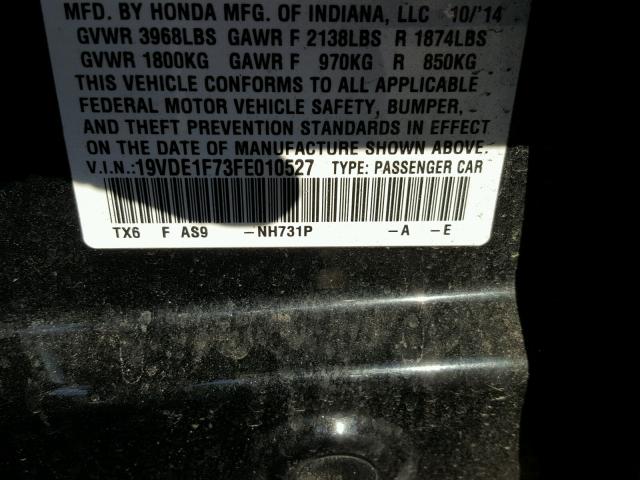 19VDE1F73FE010527 - 2015 ACURA ILX 20 TEC BLACK photo 10