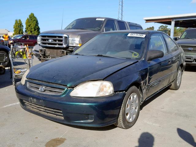 1HGEJ6120XL015761 - 1999 HONDA CIVIC DX GREEN photo 2