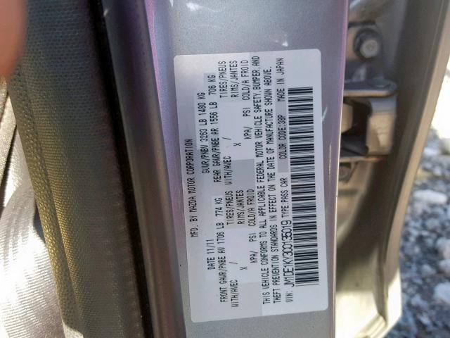 JM1DE1KY3C0135019 - 2012 MAZDA MAZDA2 SILVER photo 10