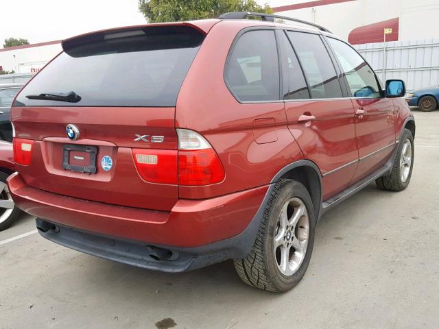 5UXFA53533LV75741 - 2003 BMW X5 3.0I RED photo 4