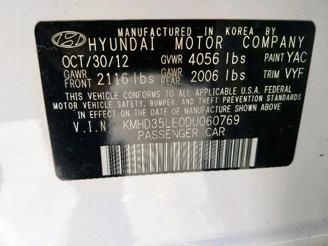 KMHD35LE0DU060769 - 2013 HYUNDAI ELANTRA GT WHITE photo 10