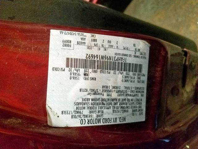 1FAHP31N96W164692 - 2006 FORD FOCUS ZX3 RED photo 10