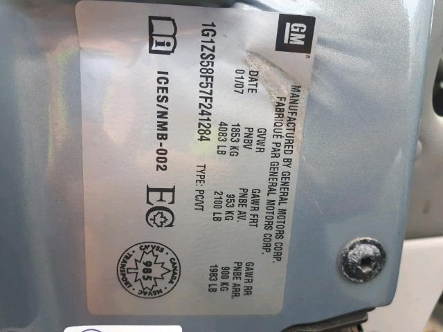 1G1ZS58F57F241284 - 2007 CHEVROLET MALIBU LS Mavi foto 10