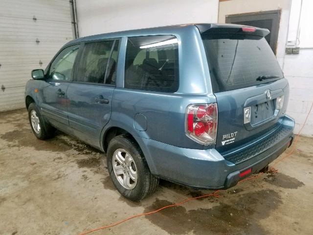 5FNYF18137B016418 - 2007 HONDA PILOT LX TEAL photo 3