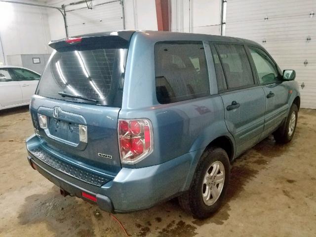 5FNYF18137B016418 - 2007 HONDA PILOT LX TEAL photo 4