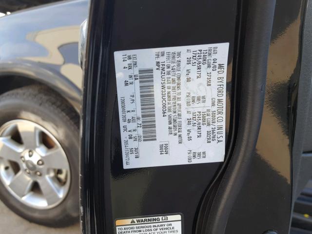 1FMZU75W33UC00364 - 2003 FORD EXPLORER L BLACK photo 10