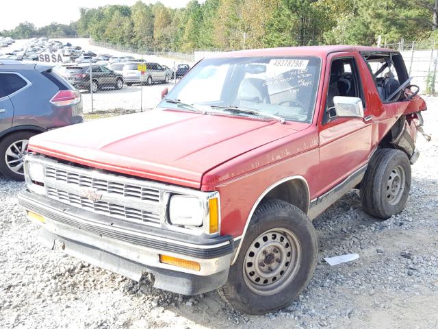 1GNCT18Z0N0119744 - 1992 CHEVROLET BLAZER S10 RED photo 2