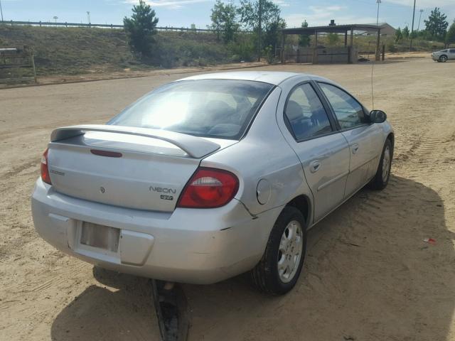 1B3ES56C64D505202 - 2004 DODGE NEON SXT SILVER photo 4