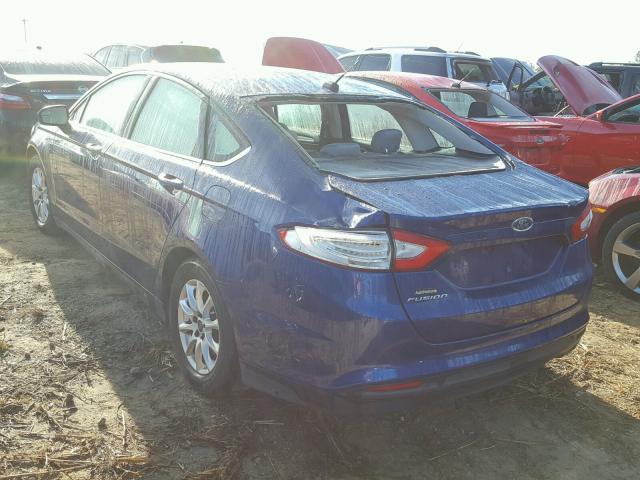 3FA6P0G79FR301485 - 2015 FORD FUSION S BLUE photo 3