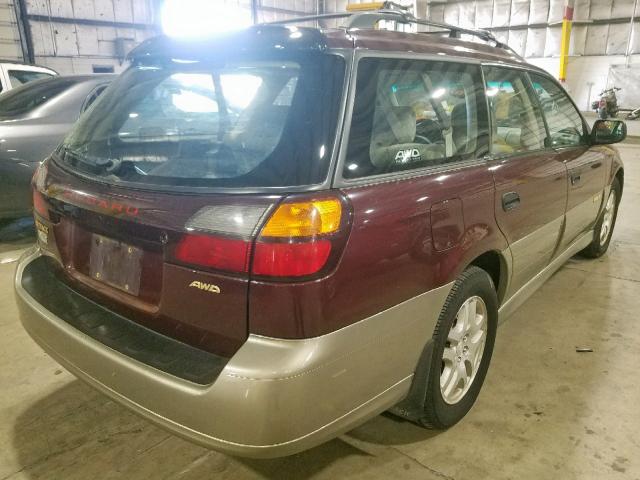 4S3BH675X17653868 - 2001 SUBARU LEGACY OUT MAROON photo 4