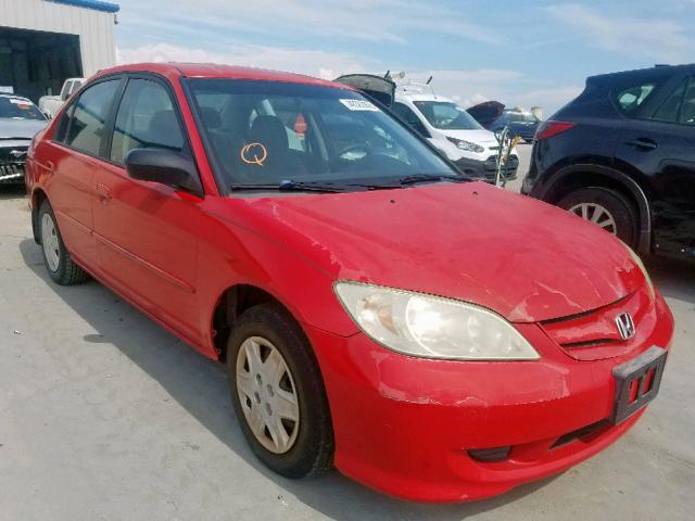 1HGES16355L008691 - 2005 HONDA CIVIC DX V RED photo 1