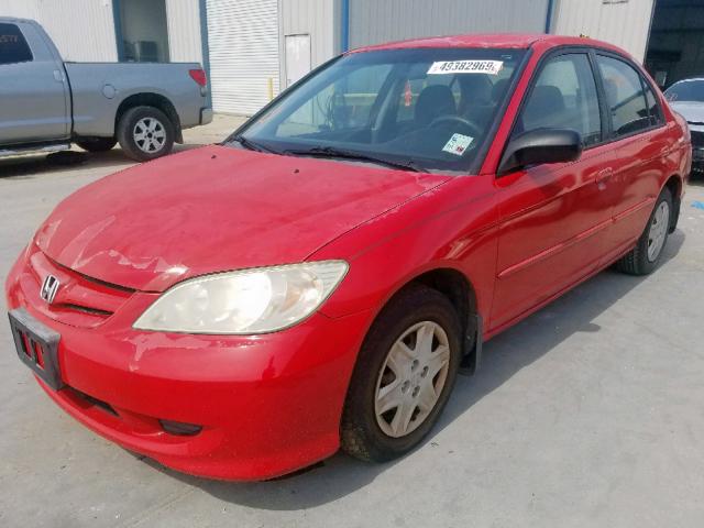 1HGES16355L008691 - 2005 HONDA CIVIC DX V RED photo 2