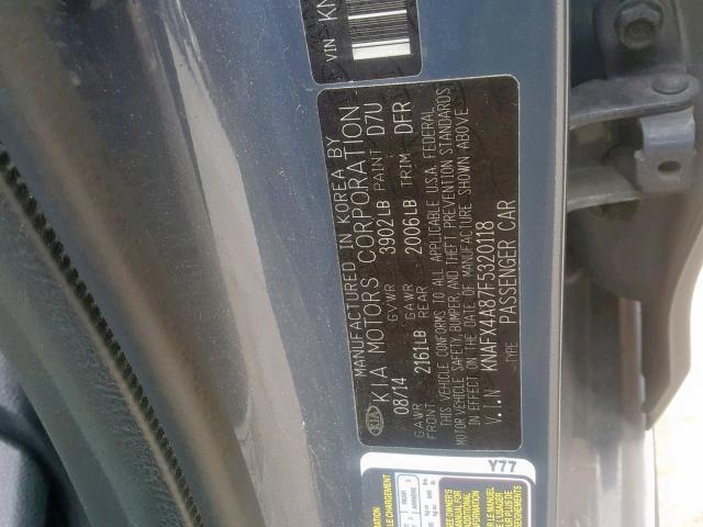 KNAFX4A87F5320118 - 2015 KIA FORTE EX BLUE photo 10