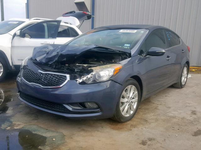 KNAFX4A87F5320118 - 2015 KIA FORTE EX BLUE photo 2