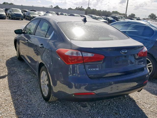 KNAFX4A87F5320118 - 2015 KIA FORTE EX BLUE photo 3