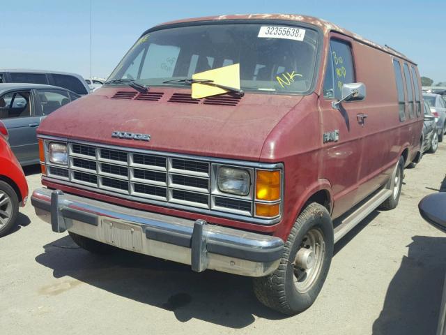 2B7KB3319HK234902 - 1987 DODGE RAM VAN B3 BURGUNDY photo 2