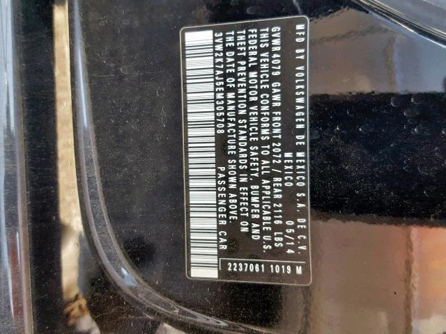 3VW2K7AJ5EM305708 - 2014 VOLKSWAGEN JETTA BASE BLACK photo 10