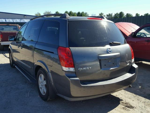 5N1BV28U64N329013 - 2004 NISSAN QUEST S GRAY photo 3