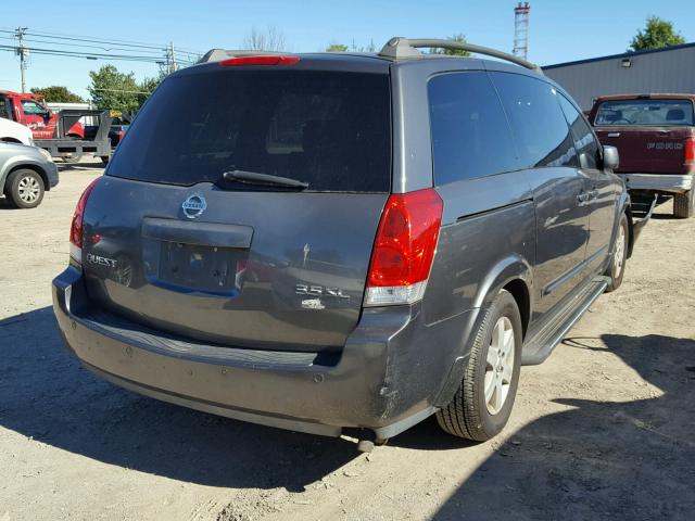 5N1BV28U64N329013 - 2004 NISSAN QUEST S GRAY photo 4