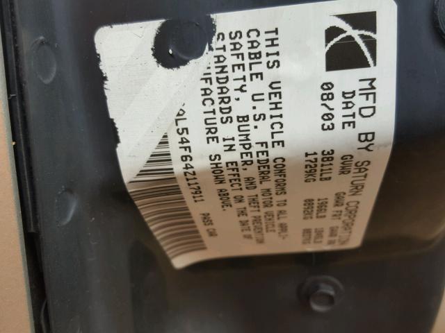 1G8AL54F64Z117911 - 2004 SATURN ION LEVEL BROWN photo 10