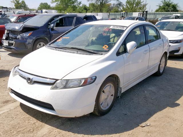 JHMFA36258S011169 - 2008 HONDA CIVIC HYBR WHITE photo 2