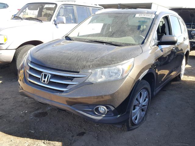 5J6RM4H72DL040972 - 2013 HONDA CR-V EXL BROWN photo 2