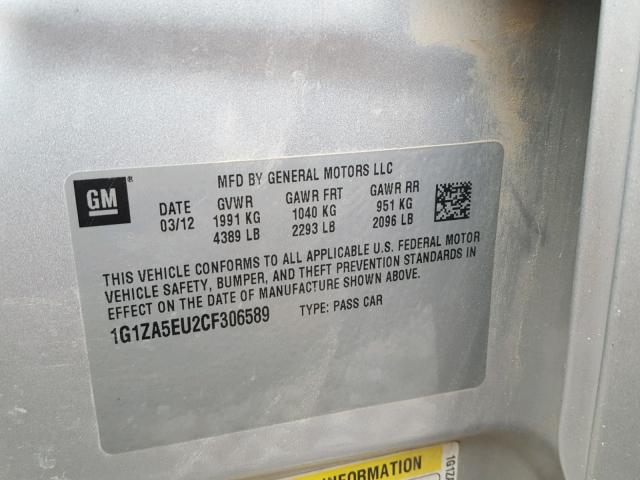 1G1ZA5EU2CF306589 - 2012 CHEVROLET MALIBU LS 银色 照片 10