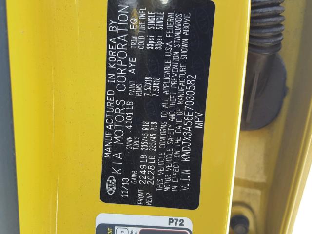 KNDJX3A56E7030582 - 2014 KIA SOUL ! YELLOW photo 10