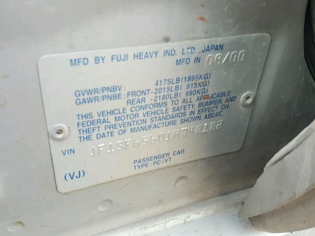 JF1SF65601H748182 - 2001 SUBARU FORESTER S Gümüş foto 10