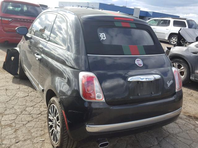 3C3CFFER0CT277782 - 2012 FIAT 500 LOUNGE BLACK photo 3