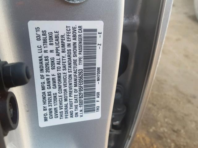 19XFB2F95FE056263 - 2015 HONDA CIVIC EXL SILVER photo 10