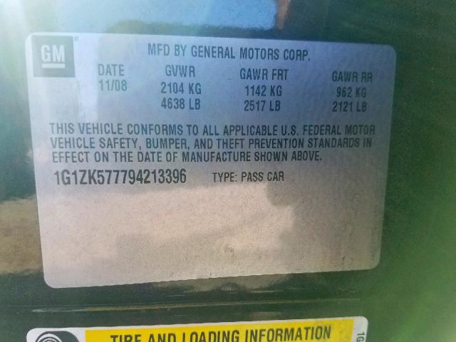 1G1ZK577794213396 - 2009 CHEVROLET MALIBU LTZ 灰色 照片 10