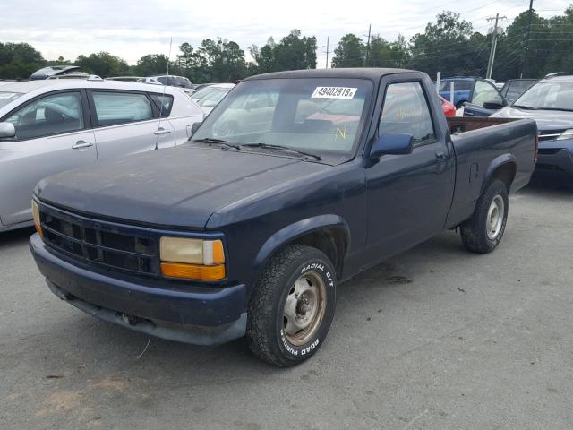 1B7FL26XXNS533082 - 1992 DODGE DAKOTA BLUE photo 2