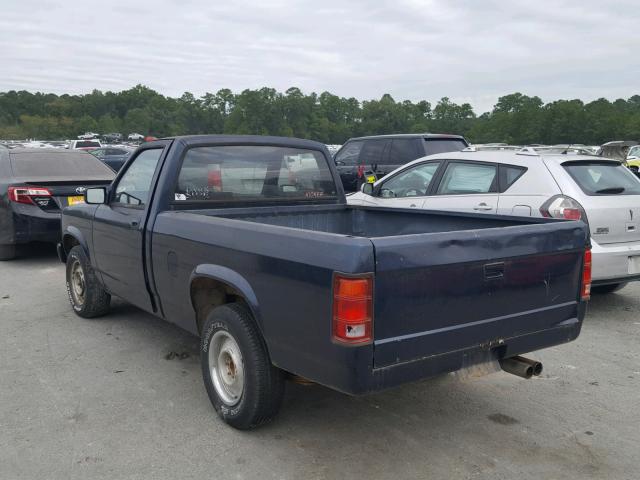 1B7FL26XXNS533082 - 1992 DODGE DAKOTA BLUE photo 3