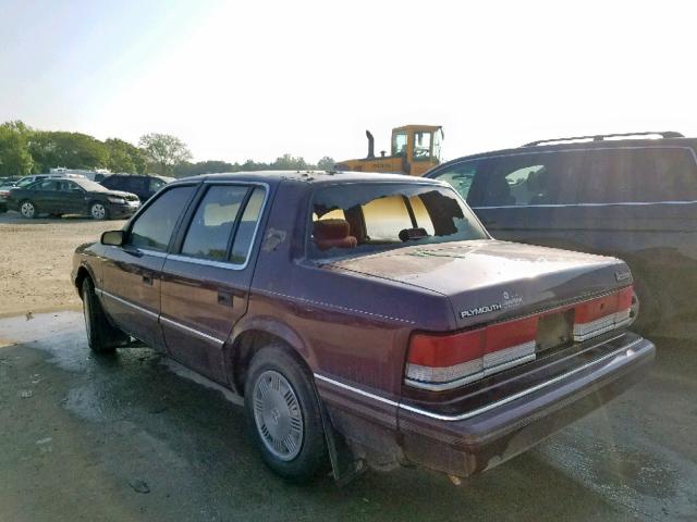 3P3AA4633RT286243 - 1994 PLYMOUTH ACCLAIM MAROON photo 3