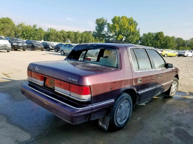 3P3AA4633RT286243 - 1994 PLYMOUTH ACCLAIM MAROON photo 4