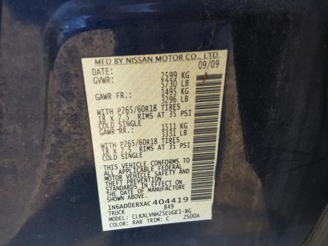 1N6AD0ERXAC404419 - 2010 NISSAN FRONTIER C BLUE photo 10