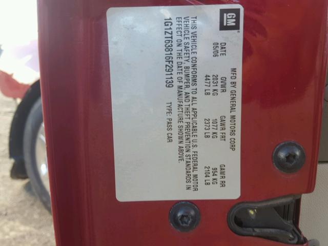 1G1ZT63816F291139 - 2006 CHEVROLET MALIBU MAX Красный фото 10