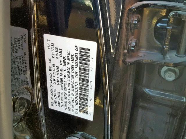 1HGCP2F64CA237722 - 2012 HONDA ACCORD SE BLACK photo 10