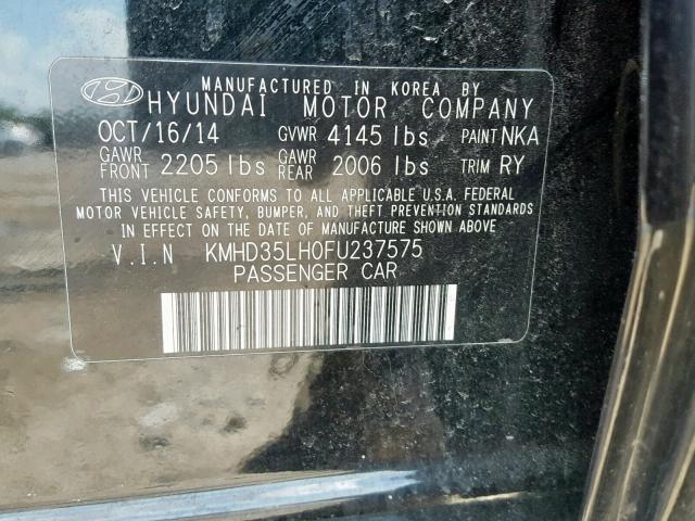 KMHD35LH0FU237575 - 2015 HYUNDAI ELANTRA GT BLACK photo 10