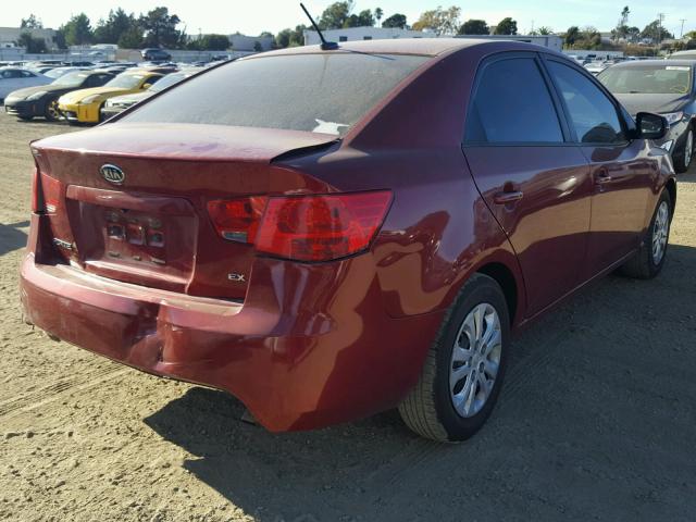 KNAFU4A24B5426279 - 2011 KIA FORTE EX RED photo 4