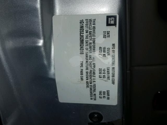 1G1NE52J62M624318 - 2002 CHEVROLET MALIBU LS 银色 照片 10